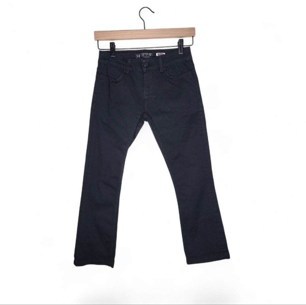 Zara Basic Cropped Baby Bootcut Jeans in Black Size 2
